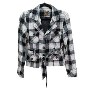 90's Vintage Kamikaze Black & White Plaid Jacket Size Medium